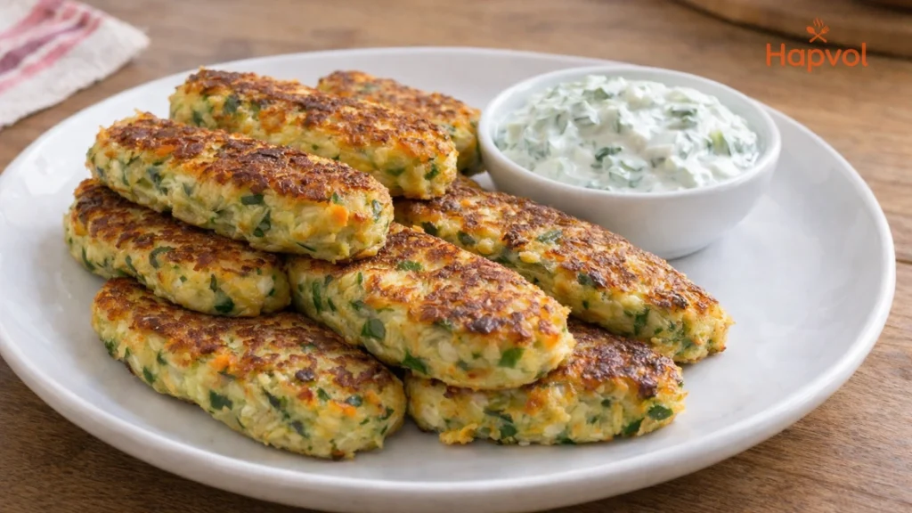 groentekoekjes met komkommersaus